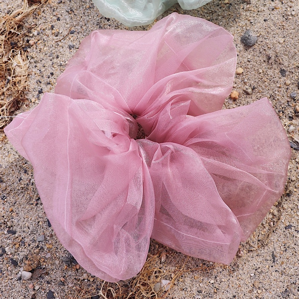 Oversized Organza Scrunchie in Luminous Dusty Pink
